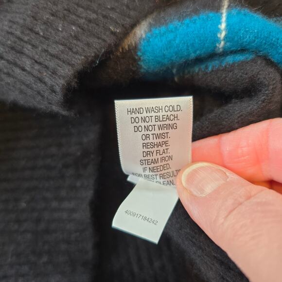 Apt 9 Argyle Cashmere Cardigan Women's SM Black Blue Classic Academia Festive - Picture 6 of 8